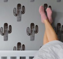 Kinderkamer muursticker zwart witte patroon cactussen