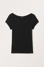 Rib Fitted Boatneck T-shirt - Black