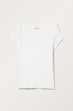 Rib Fitted Boatneck T-shirt - White