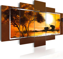 Billede - Møde på savannen - 100 x 50 cm