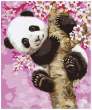 Panda mit Kirschblüten – Malen nach Zahlen, 50x60cm / Mit Keilrahmen / 24 Farben (Einfach)