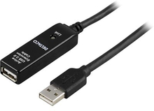DELTACO PRIME USB 2.0 förlängningskabel, aktiv, Typ A hane - Typ A hona, 5m, svart