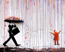 Farbiger Regen - Banksy, 50x40cm / Mit Keilrahmen / 24 Farben (Einfach)