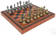 Komplett Schack set 040 Metal chess men + leatherette chess board 35 x 35 cm