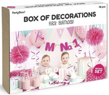 Dekorationsset Första födelsedagen, rosa & mint - PartyDeco