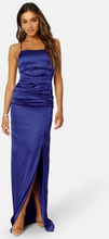 Bubbleroom Occasion Ruched Satin Strap Gown Blue 40