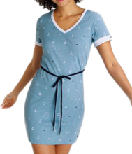KangaROOS Damen Mini-Kleid mit Stoff-Gürtel und maritimen Allover-Print 82622361 Hellblau