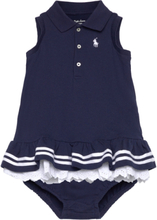 Striped Mesh Polo Dress & Bloomer Dresses & Skirts Dresses Baby Dresses Sleevless Baby Dresses Navy Ralph Lauren Baby