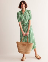 Libby Hemdblusenkleid aus Jersey in Midilänge Damen Boden, Grün, Honigwabe Geo