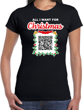 Kerst QR code kerstshirt Stappen zonder QR code dames zwart - Fout kerst t-shirt
