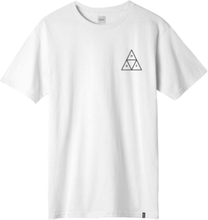 HUF Essentials Triple Triangle Herren Kurzarm-Shirt Baumwoll-Shirt mit großem Rücken-Print TS01751 Weiß