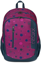 neoxx Flow-rygsæk lavet af genbrugte PET-flasker, lilla og blå