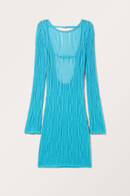 Open-knit Long Sleeve Midi Dress - Turquoise