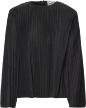Paper Pleat Rina Blouse Tops Blouses Long-sleeved Black Mads Nørgaard