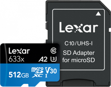 Lexar microSDXC 633x UHS-I/A2/U3/10 R100/W45MB (V30) 512GB