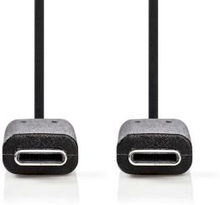 Nedis USB-kabel | USB 3.2 Gen 1 | USB-C- Hane | USB-C- Hane | 60 W | 4K@60Hz | 5 Gbps | Nickelplaterad | 2.00 m | Rund | PVC | Svart | Plastpåse