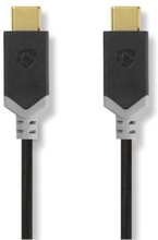 Nedis USB-kabel | USB 3.2 Gen 1 | USB-C- Hane | USB-C- Hane | 60 W | 4K@60Hz | 5 Gbps | Guldplaterad | 2.00 m | Rund | PVC | Svart | Låda
