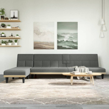 L-formad soffa mörkgrå 255x140x70 cm tyg