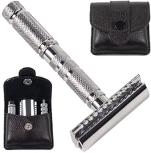 A1-R 4 Piece Travel Safety Razor & Leather Pouch