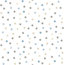Noordwand Tapet Mondo baby Confetti Dots vit, blå, grå och beige