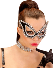 Cat Eye - Svart Ögonmask med Silverfärgade Nitar