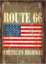 Route 66 America's Highway American Flag Metalen Poster