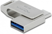DeLOCK 54075 USB-sticka 64 GB USB Type-A / USB Type-C 3.2 Gen 1 (3.1 Gen 1) Silver