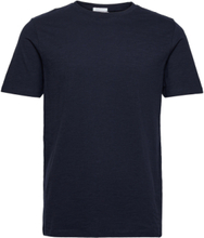 Basic Slub Tee S/S T-shirts Short-sleeved Blå Lindbergh*Betinget Tilbud