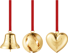 Georg Jensen Christmas Collection 2024 Gift Set juledekorasjoner 3 deler, 18K gullbelegg