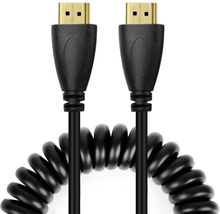 1.4 Version, Gold Plated 19 Pin HDMI Male to HDMI Male Coiled Cable, Support 3D / Ethernet, Length: 60cm (can be extended up to 2m)