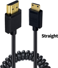 JUNSUNMAY 4K 60Hz Mini HDMI Male to HDMI 2.0V Male Spring Cable, Length:1.8m(Straight)
