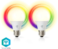 SmartLife RGB Lamppu | Wi-Fi | E27 | 806 lm | 9 W | Lämpimästä kylmään valkoiseen / RGB | 2700 - 6500 K | Android™ / IOS | polttimo | 2 kpl