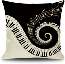 Piano Note Digital Printed Linen Pillowcase Without Pillow Core, Size: 45x45cm(16)