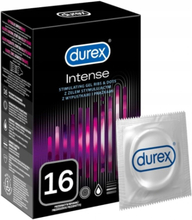 Durex Intense kondomit, 16 kpl ribsillä ja stimuloivalla geelillä