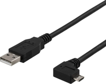 DELTACO USB-302D USB-A to Micro USB, left-tilted, 2m, black