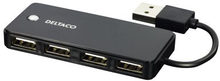 DELTACO DELTACO USB 2.0 liitin, 4xTyyppi A, naaras, musta