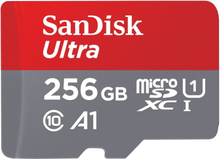 SanDisk Ultra, 256 GB, MicroSDXC, Luokka 10, UHS-I, 150 MB/s, Class 1 (U1)