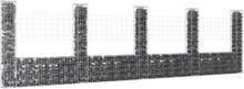 vidaXL U-formad gabionkorg med 5 stolpar järn 500x20x150 cm