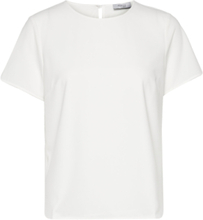 Olga Stretch Crepe Top Tops T-shirts & Tops Short-sleeved White Marville Road