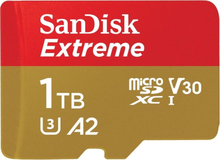 SanDisk Extreme MicroSDXC 1TB - 190/130 mb/s - A2 - V30 - SDA - Rescue Pro DL 1Y - Sisältää SD-sovittimen