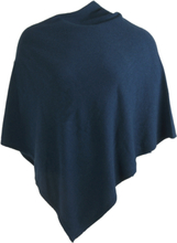 Kasjmier-blend poncho in donker-jeansblauw