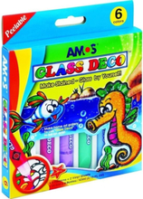Amos Glass Deco 6 Colors Stained Glass Blister Paints (134302)