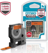 DYMO® D1 Durable (12mm x 3M), musta oranssilla