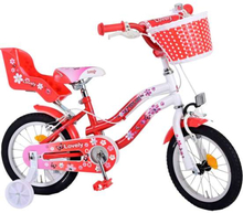 Lasten polkupyörä Volare - Ihana 14 tuuman punainen valkoinen - käsijarru 2 käsijarrua