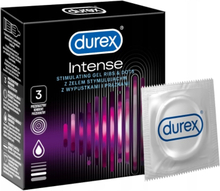 Durex Intense kondomit 3 kpl ribsillä ja stimuloivalla geelillä