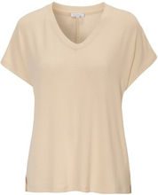 Damella Knitted Lounge T-Shirt Sand Medium Damen