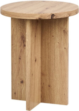 Sivupöytä vaalea puu 55 x 42 cm pyöreä X-jalusta moderni tyyli