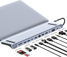 JUNSUNMAY 12 in 1 Multifunctional USB C Hub Docking Station Adapter SD/TF Card Reader
