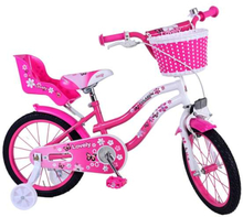 Volare lasten pyörä - Ihana 16 tuuman vaaleanpunainen valkoinen jalkajarru