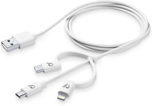 Cellularline Power Cable 3in1 100cm - MICRO USB - USB-C - Lightning - Weiß - Micro-USB - USB -C - Lightning - USB A - 1,2 m - Männlich - Männlich (US